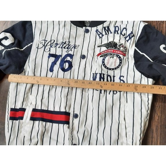 The Heritage by America Warriors Baseball 1776 Denim Jacket/Jersey Size M. Nice - Picture 12 of 13